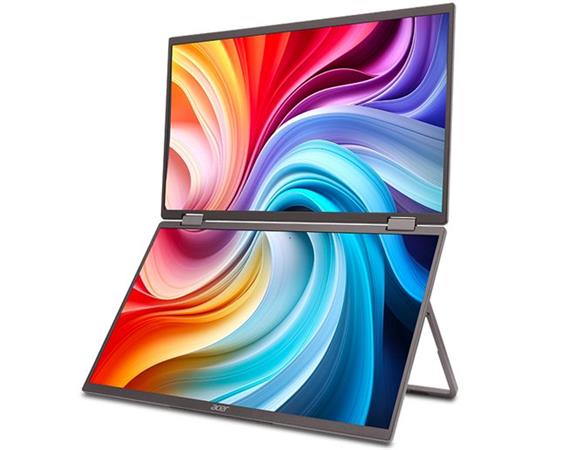 Acer LCD PD193QTEbmiuux DUAL SCREEN 18,5" IPS LED Touch 1920x1080, 1xHDMI + 2xType-C + Audio Out, repro 2Wx2, VESA 75x75