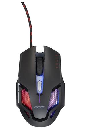 Acer NITRO GAMING MOUSE II - herní myš optická, max. 7200dpi (6 úrovní - 800-7200), 7 typů podsvícení, 6 tlačítek