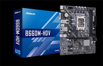 ASROCK B660M-HDV (intel 1700, 2xDDR4 5066MHz, 4xSATA3, 2x M.2, HDMI+DPort +VGA, 1xGLAN, mATX)