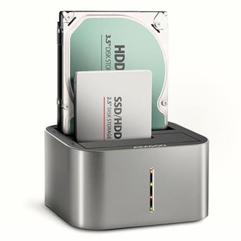 AXAGON ADSA?DC, USB-C 5Gbps dokovací stanice pro 2x SATA 6G 2.5"/3.5" SSD/HDD s funkcí klonování