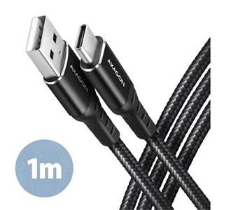 AXAGON BUCM-AM10AB, HQ kabel USB-C <-> USB-A, 1m, USB 2.0, 3A, ALU, oplet, černý