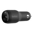 Belkin 37W Duální Power Delivery PPS nabíječka do auta - 25W USB-C & 12W USB-A, černá