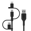 Belkin BOOST CHARGE™ Univerzální kabel USB-A/microUSB s adaptérem na Lightning a USB-C konektorem, 1m, černý