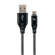 CABLEXPERT Kabel USB 2.0 AM na Type-C kabel (AM/CM), 1m, opletený, černo-bílý, blister, PREMIUM QUALITY,