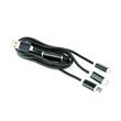 CABLEXPERT Kabel USB A Male/Micro B + Type-C + Lightning, 1m, opletený, černý, blister