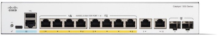 Cisco Catalyst C1300-8FP-2G 8 x 1G 2 x 1G RJ45/SFP combo PoE+ (120W) - C1300-8FP-2G