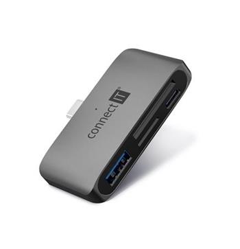 CONNECT IT CompactPRO externí USB-C hub + čtečka karet ANTRACITOVÁ