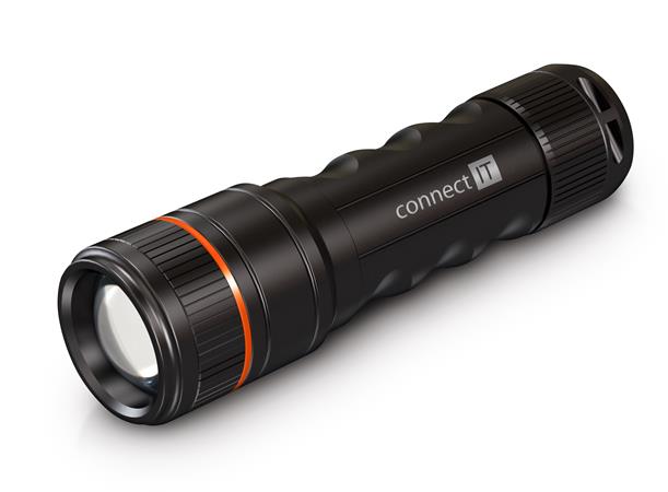 CONNECT IT GLEAM 500 LED ruční svítilna 4x AAA, 500 lm, hliníková, voděodolná, černá