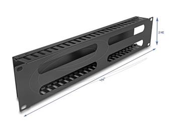 Delock 19” Management panel pro správu kabelů, se 4 otvory, 2U, kov, černý