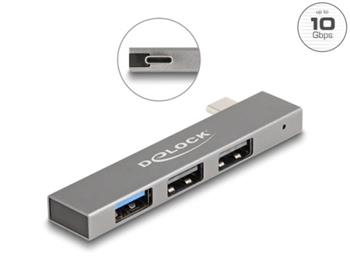 Delock 3 portový štíhlý USB Hub z USB Type-C™ na 1 x USB 10 Gbps USB Typ-A + 2 x USB 2.0 Typ-A