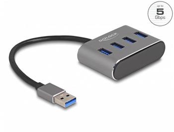 Delock 4 portový Hub USB 3.2 Gen 1 s konektorem USB Typu-A – porty USB Typu-A nahoře