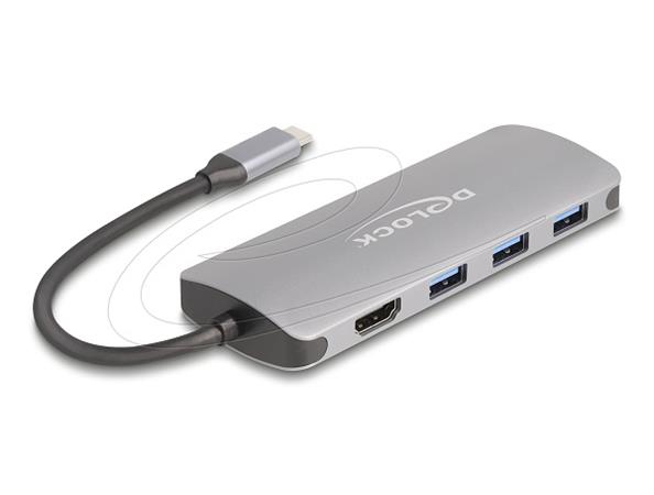 Delock 7portový USB 10 Gb/s rozbočovač a výstup 4K HDMI s připojením USB typu C a PD 3.0 90 Wattů