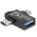 Delock Adaptér USB 10 Gbps typu 2 v 1 ze zásuvky USB-A na zástrčku USB Type-C™ + zástrčku USB Micro-B, OTG