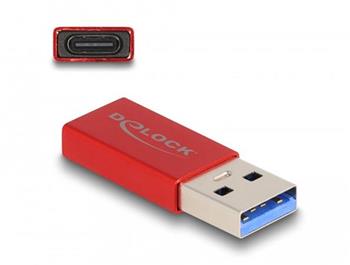 Delock Adaptér USB 10 Gbps, ze zástrčkového konektoru USB Typu-A na zásuvkový konektor USB Type-C™, aktivní červená