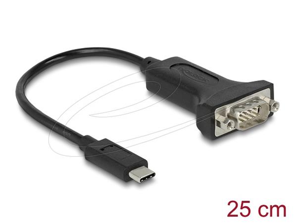 Delock Adaptér USB Type-C na 1 x Sériové RS-232 D-Sub 9 pin samec s maticemi 25 cm