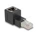 Delock Adaptér ze zástrčky RJ45 na zásuvku RJ45, Cat.6A, zahnutý nahoru v úhlu 90°