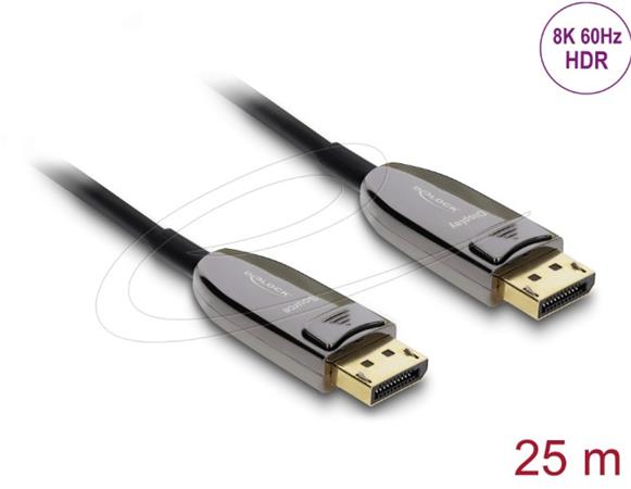 Delock Aktivní optický kabel DisplayPort 2.1 8K 60 Hz 40 Gbps 25 m