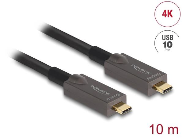 Delock Aktivní optický kabel USB-C™ 4K Video + Data + PD, délka 10 m
