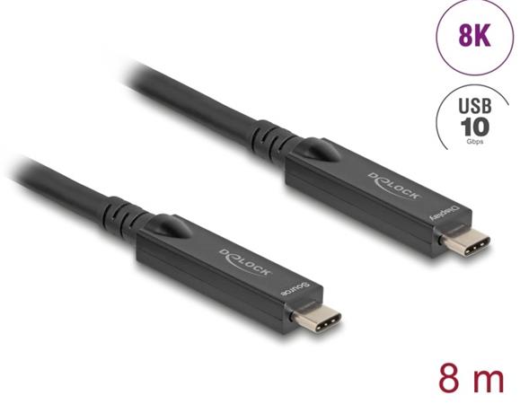 Delock Aktivní optický kabel USB-C™ 8K Video + Data + PD, délka 15 m