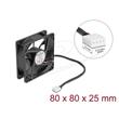 Delock Axiální ventilátor: 24 V DC, 80 x 80 x 25 mm, černý
