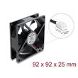 Delock Axiální ventilátor 48 V DC, 92 x 92 x 25 mm s 2-pinovým zásuvkovým konektorem ventilátoru, černý