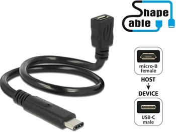 Delock Cable USB 2.0 Micro-B female > USB 2.0 Type-C™ male ShapeCable 0.35 m