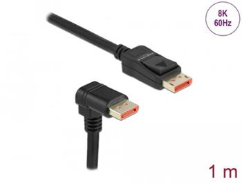 Delock DisplayPort kabel samec přímý na samec 90° pravoúhlý dolů 8K 60 Hz 1m