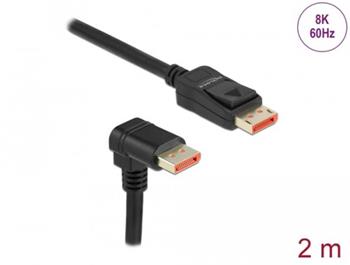 Delock DisplayPort kabel samec přímý na samec 90° pravoúhlý dolů 8K 60 Hz 2m