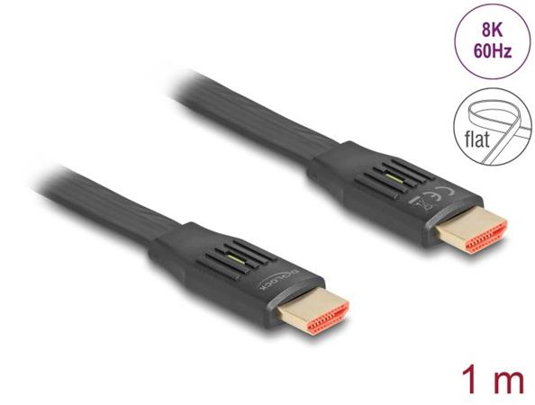 Delock High Speed HDMI plochý stuhový kabel 48 Gbps 8K 60 Hz 1 m