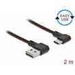 Delock Kabel EASY-USB 2.0 Typ-A samec na USB Type-C™ samec pravoúhlý levý / pravý 2 m černý