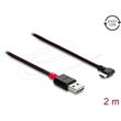 Delock Kabel EASY-USB 2.0 Typ-A samec na USB Type-C™ samec pravoúhlý levý / pravý 2 m černý