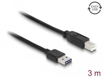 Delock Kabel EASY-USB 2.0 Typ-A samec > USB 2.0 Typ-B samec 3 m černý