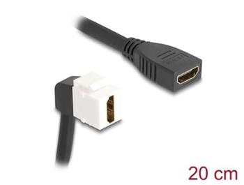 Delock Kabel HDMI Keystone modulu ze zásuvky na zásuvku, pravoúhlý, 90°, 8K 60 Hz, 20 cm, černý