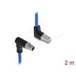 Delock Kabel M12, X-kódovaný, z 8 pinové zástrčky zahnuté dolů na zástrčku RJ45 zahnutou nahoru, S/FTP, stíněný, 2 m
