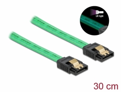 Delock Kabel SATA 6 Gb/s s UV zářivým efektem, zelený, 30 cm