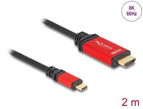 Delock Kabel USB Type-C™ na HDMI (DP Alt Mód) 8K 60 Hz s funkcí HDR 2 m červená