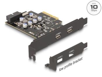 Delock Karta PCI Express x4 na 2 x externí USB Type-C™, 1 x interní USB 10 Gbps Type-E Key A a 1x 19-pin USB -low profi