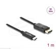 Delock Koaxiální kabel USB Type-C™ na DisplayPort (DP Alt Mode) 4K 60 Hz s pleteným opláštěním 1 m