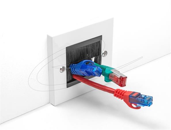 Delock Kryt pro správu kabelů, 86 x 86 mm, s černými kartáčovými pásky