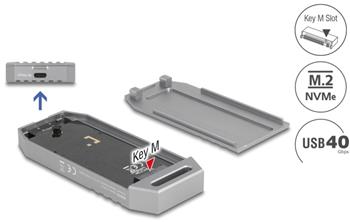 Delock Kryt SSD M.2 NVMe, USB, 40 Gbps - beznástrojový