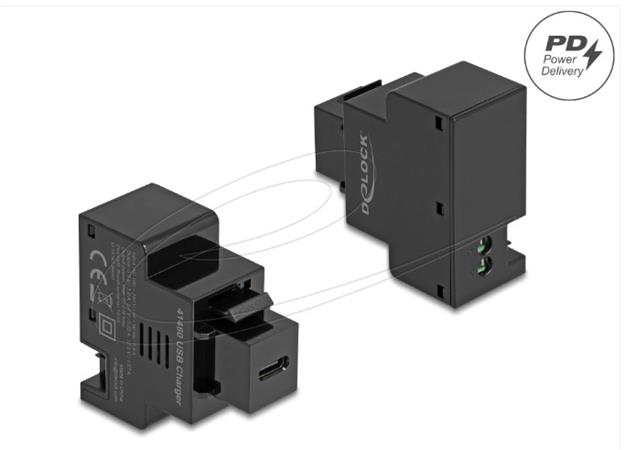 Delock Modul Keystone s nabíjecím portem USB Type-C™, PD 20 W, černá