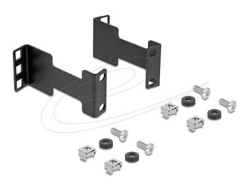 Delock Montážní sada adaptéru, rozšíření hloubky serverového regálu k zvětšení montážní hloubky až o 10 cm, 1U, černá