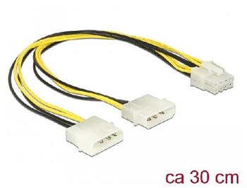 Delock Napájecí kabel 2 x 4 pin Molex samec > 8 pin EPS samec 30 cm