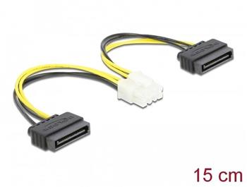 Delock Napájecí kabel ze zástrčkového konektoru SATA 2x 15 pinů na osmipinový zástrčkový konektor EPS, 15 cm