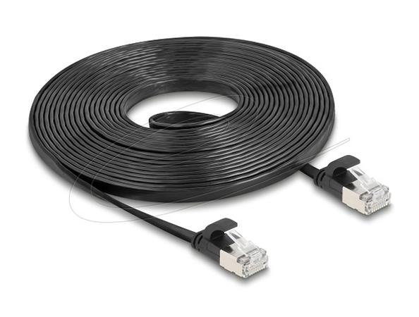 Delock Plochý patch kabel RJ45 zástrčka na zástrčku Cat.6A U/FTP 5 m, černý