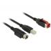 Delock PoweredUSB kabel samec 24 V > USB Typ-B samec + Hosiden Mini-DIN 3 pin samec 4 m pro POS tiskárny a terminály
