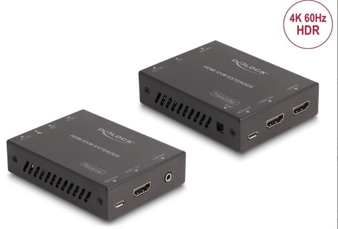 Delock Prodlužovací sada HDMI KVM po kabelu Cat.6, 4K 60 Hz, 70 m