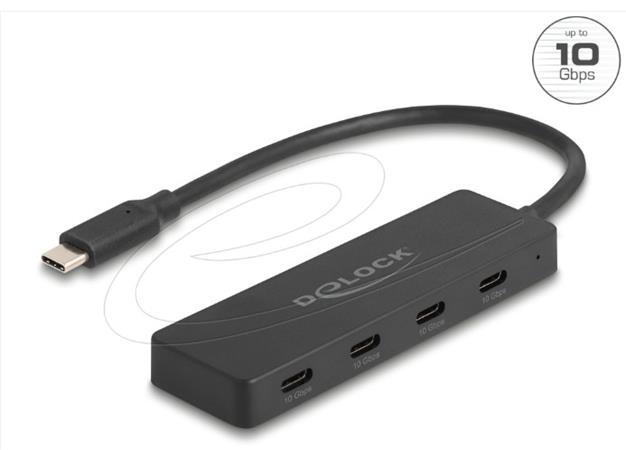 Delock Rozbočovač USB 10 Gbps, USB Type-C™, se 4 x zásuvkami USB Type-C™ černá