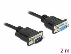 Delock Sériový kabel rozhraní RS-232 Sub-D9, ze zástrčkového na zásuvkový, délky 2 m