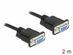 Delock Sériový kabel rozhraní RS-232 Sub-D9, ze zásuvkového na zásuvkový, délky 2 m, null modem
